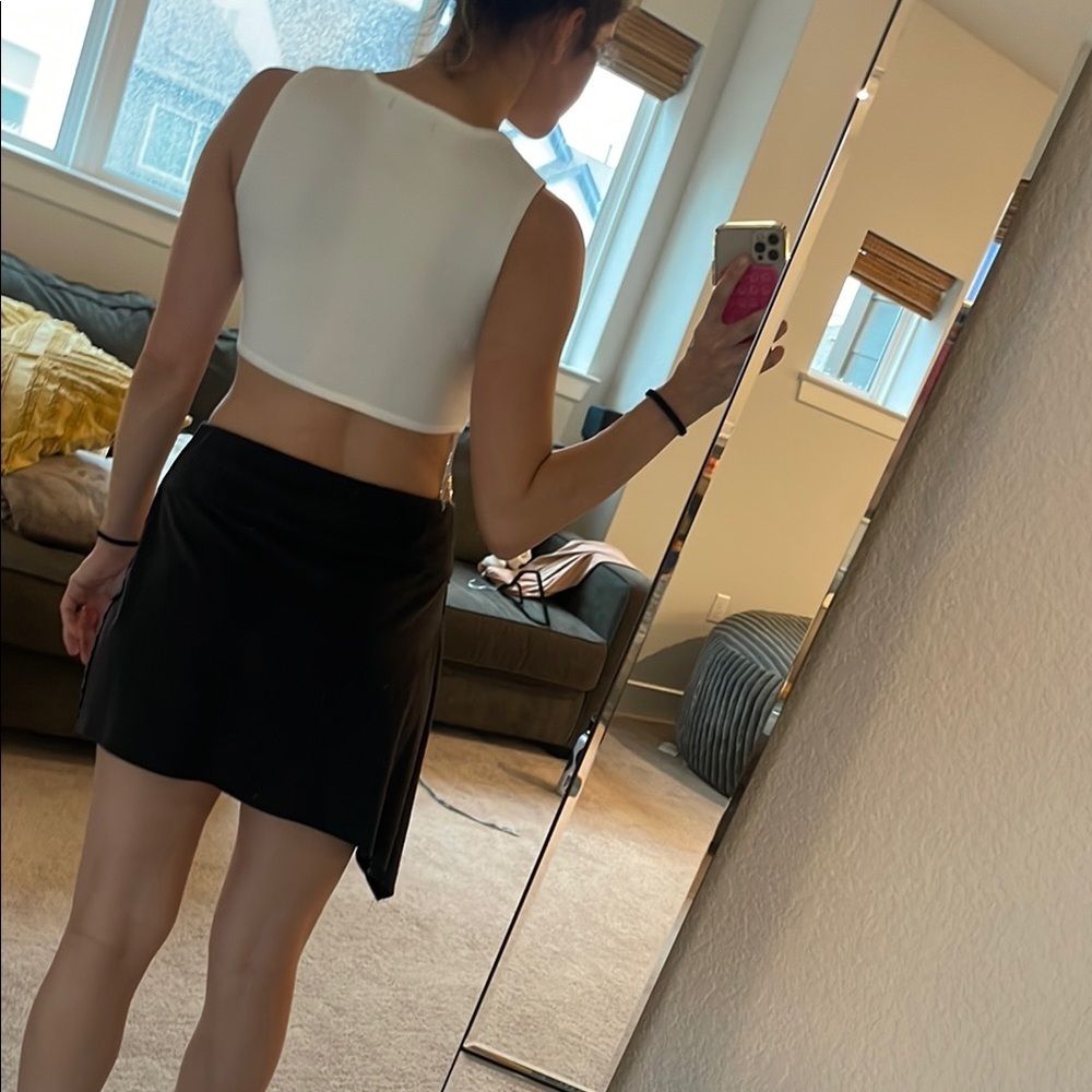 Free People Black Asymmetrical Wrap Mini Skirt - Picture 4 of 8